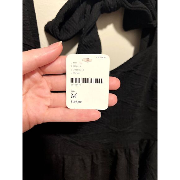 NWT Free People Violet Mini Dress Textured Puff Sleeve Black OB1140618 Medium - Picture 6 of 14